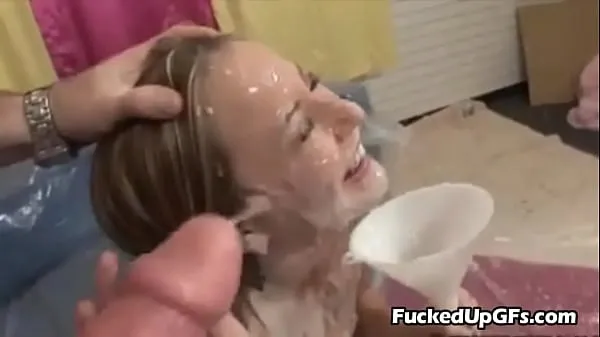 HD Young Girl gets surrounded by Large Dicks and they Dump Sperm on her Face top Tube